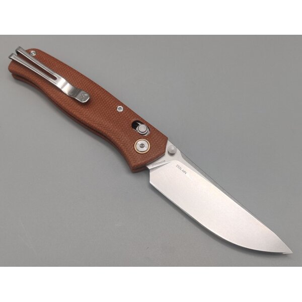 SRM Knives 255L-MN Medal Ambi Lock Folder brown G10