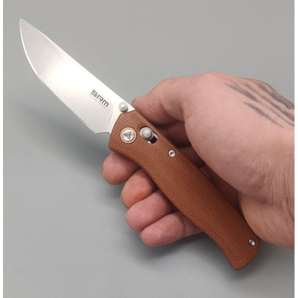 SRM Knives 255L-MN Medal Ambi Lock Folder brown G10