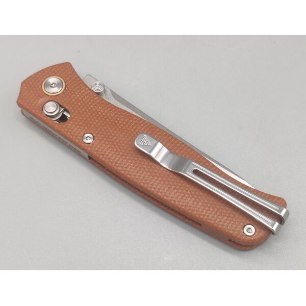SRM Knives 255L-MN Medal Ambi Lock Folder brown G10