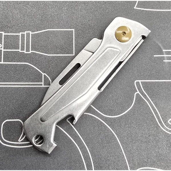 Sanrenmu 431S-SF Mini Slipjoint Messer 12C27 Stahl Vollmetall Flaschenöffner stonewashed