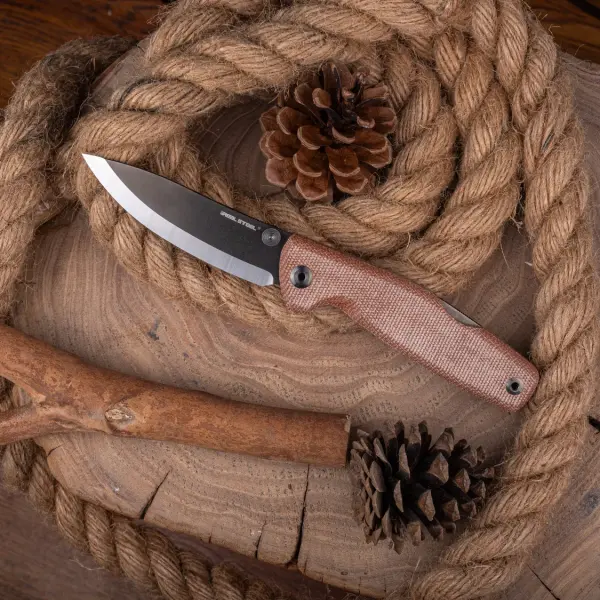 Real Steel RSK Yak Scandi Grind Bushcraft Folder Natural Micarta