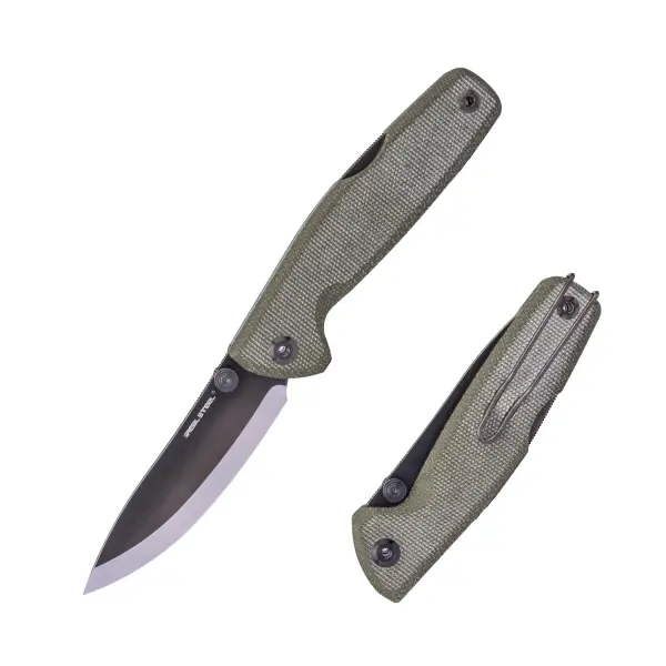 Real Steel RSK Yak Scandi Grind Bushcraft Folder Green Micarta