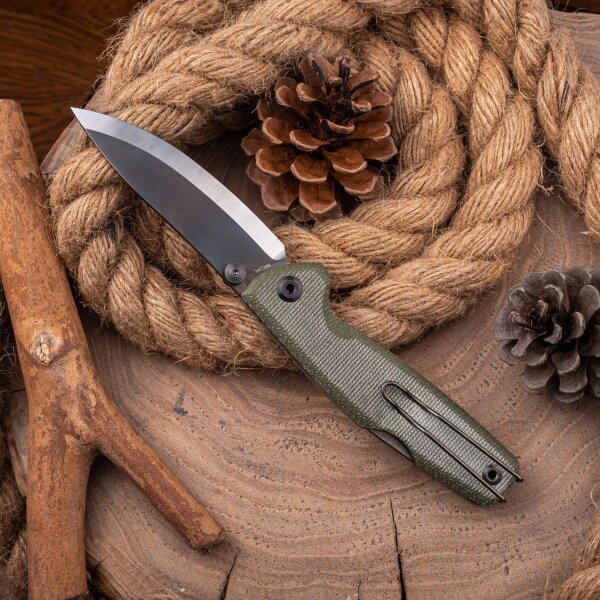 Real Steel RSK Yak Scandi Grind Bushcraft Folder Green Micarta