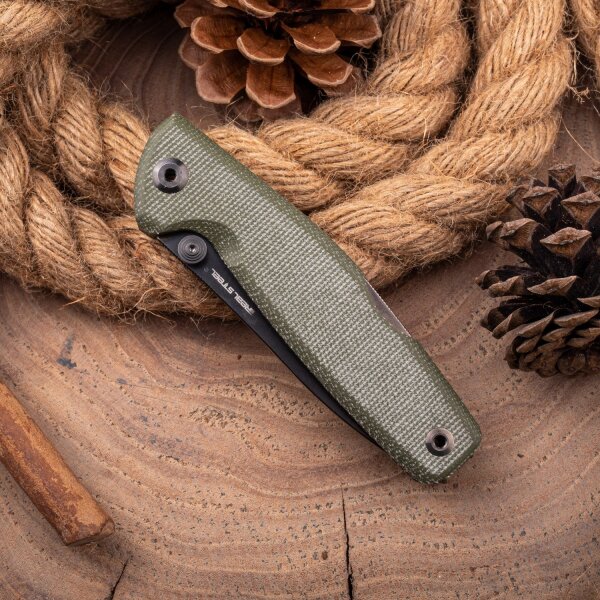Real Steel RSK Yak Scandi Grind Bushcraft Folder Green Micarta