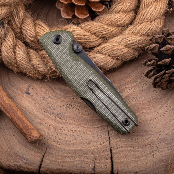 Real Steel RSK Yak Scandi Grind Bushcraft Folder Green Micarta