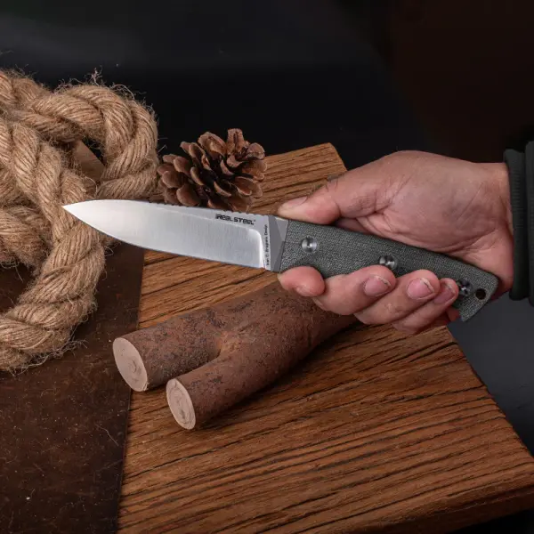 Real Steel RSK Black Thorn Green Micarta - K110 Stahl Lederscheide fixed feststehend