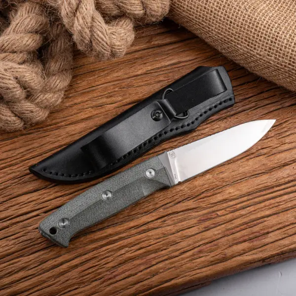 Real Steel RSK Black Thorn Green Micarta - K110 Stahl Lederscheide fixed feststehend