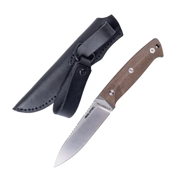 Real Steel RSK Black Thorn Natural Micarta - K110 Stahl Lederscheide