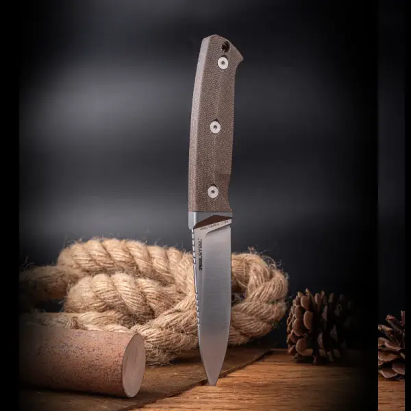 Real Steel RSK Black Thorn Natural Micarta - K110 Stahl Lederscheide
