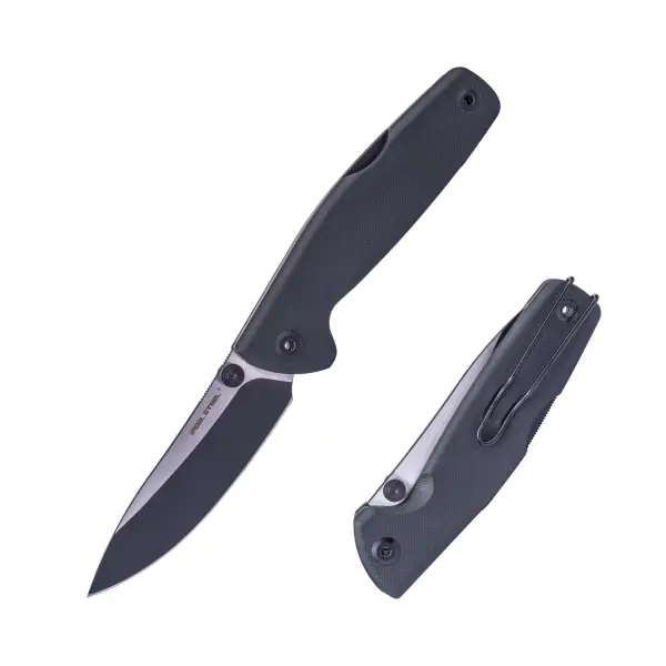 Real Steel RSK Yak Flat Grind Bushcraft Folder Black G10