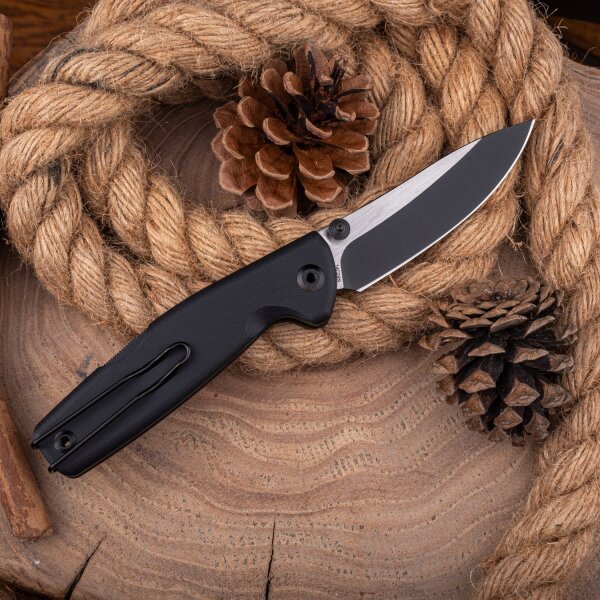 Real Steel RSK Yak Flat Grind Bushcraft Folder Black G10