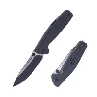 Real Steel RSK Yak Flat Grind Bushcraft Folder Black G10