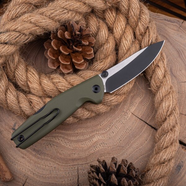 Real Steel RSK Yak Flat Grind Bushcraft Folder Green G10