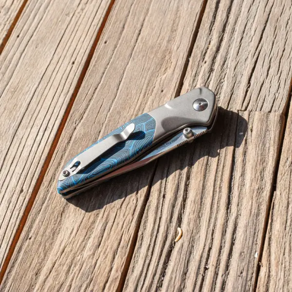 Real Steel RSK Hoeft Titanium & Blue Damascus G10 - S35VN Stahl