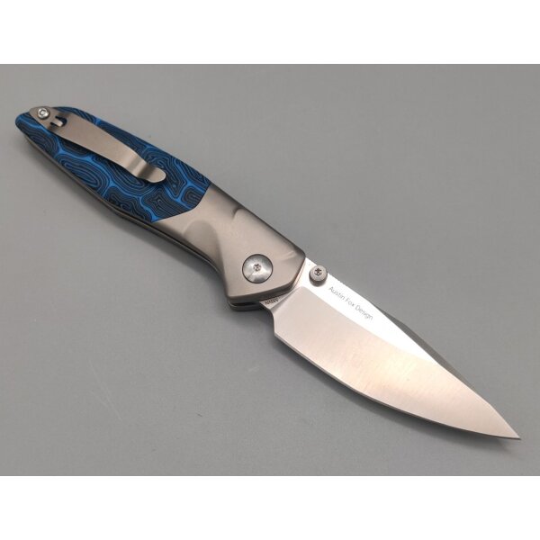 Real Steel RSK Hoeft Titanium & Blue Damascus G10 - S35VN Stahl