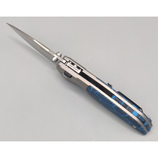 Real Steel RSK Hoeft Titanium & Blue Damascus G10 - S35VN Stahl