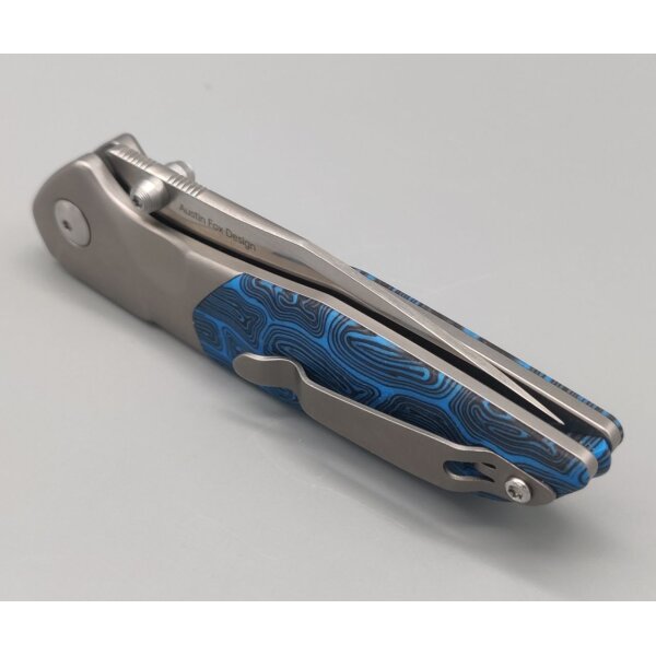 Real Steel RSK Hoeft Titanium & Blue Damascus G10 - S35VN Stahl