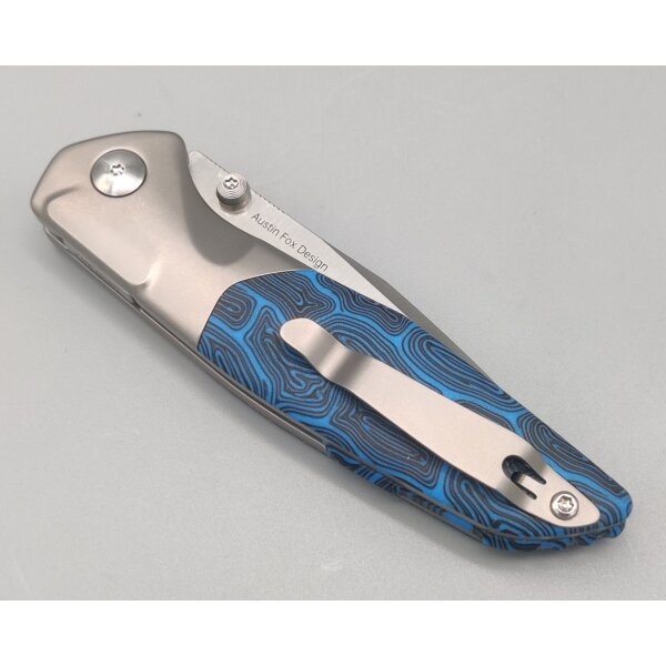 Real Steel RSK Hoeft Titanium & Blue Damascus G10 - S35VN Stahl