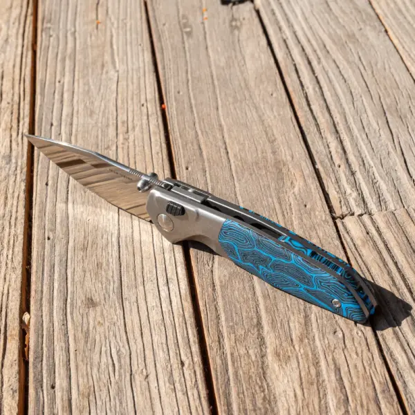 Real Steel RSK Hoeft Titanium & Blue Damascus G10 - S35VN Stahl