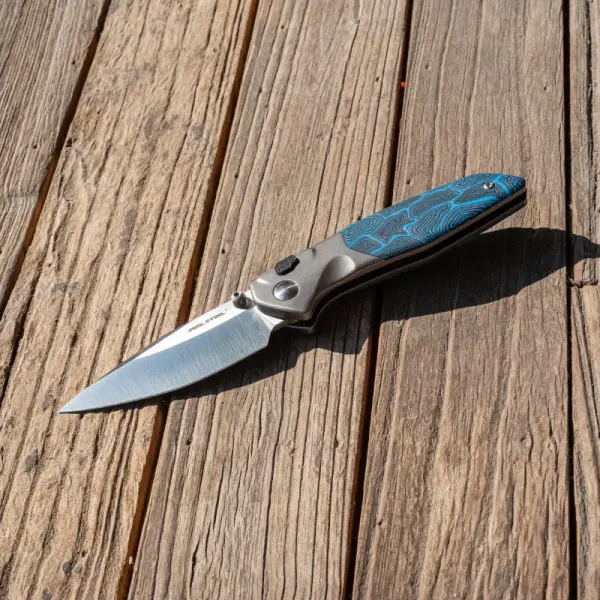 Real Steel RSK Hoeft Titanium & Blue Damascus G10 - S35VN Stahl