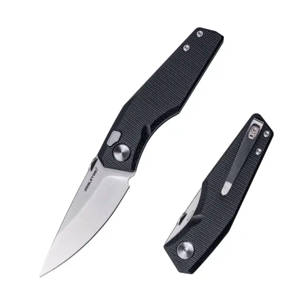 Real Steel RSK Spectrum satin / black G10 Nitro-V Stahl Button Lock