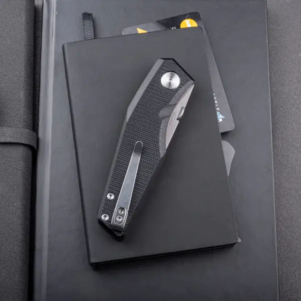 Real Steel RSK Spectrum satin / black G10 Nitro-V Stahl Button Lock