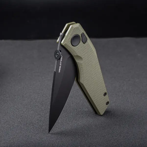 Real Steel RSK Spectrum PVD black / OD Green G10 Nitro-V Stahl Button Lock