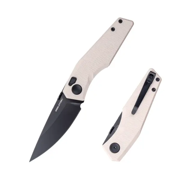 Real Steel RSK Spectrum PVD black / Ivory G10 Nitro-V Stahl Button Lock