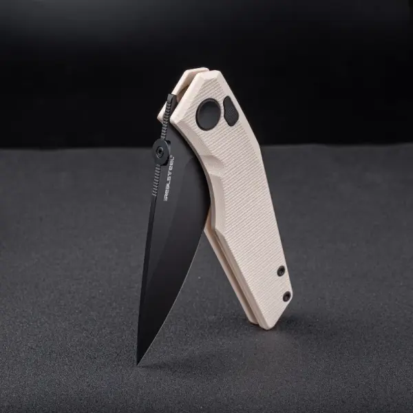 Real Steel RSK Spectrum PVD black / Ivory G10 Nitro-V Stahl Button Lock