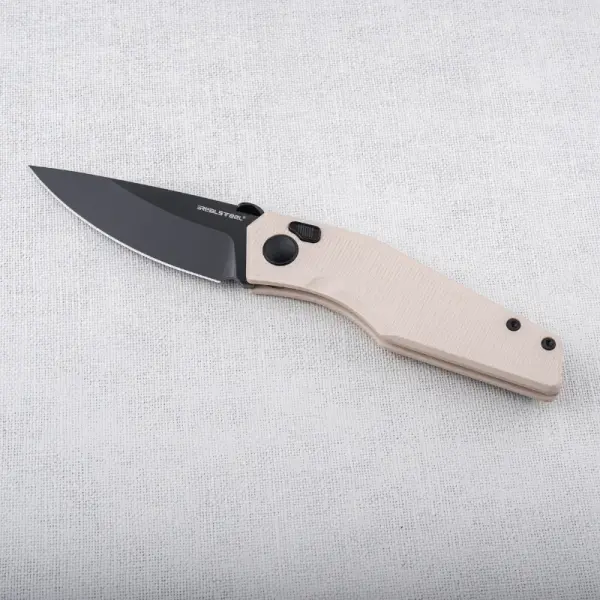 Real Steel RSK Spectrum PVD black / Ivory G10 Nitro-V Stahl Button Lock