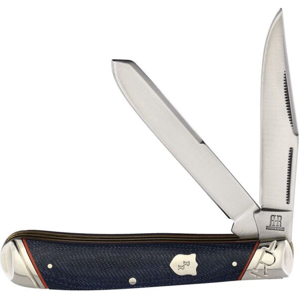 Rough Ryder Classic Trapper Blue Jeans Micarta blau 2 Klingen RR2343
