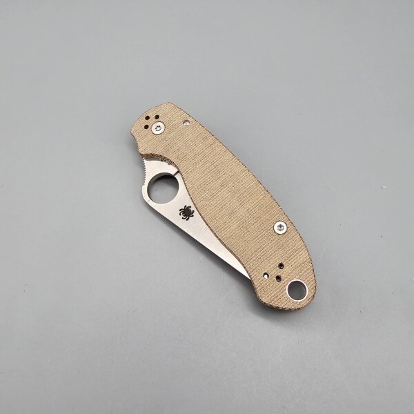 Spyderco Para 3 Brown Braun Canvas Micarta CPM Cru-Wear Stahl PlainEdge 01SP1263