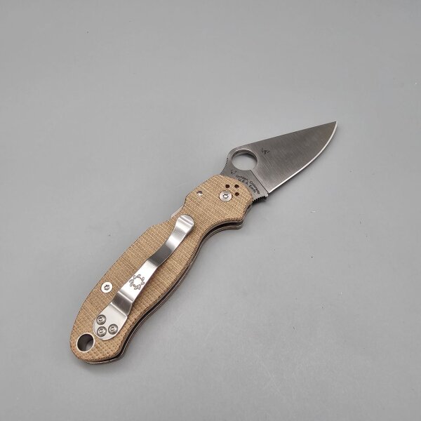 Spyderco Para 3 Brown Braun Canvas Micarta CPM Cru-Wear Stahl PlainEdge 01SP1263