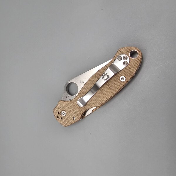 Spyderco Para 3 Brown Braun Canvas Micarta CPM Cru-Wear Stahl PlainEdge 01SP1263