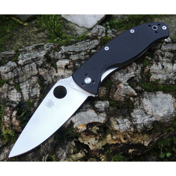 Spyderco Tenacious Satin Plain 8Cr13MoV Stahl G10 Schwarz Black 01SP590