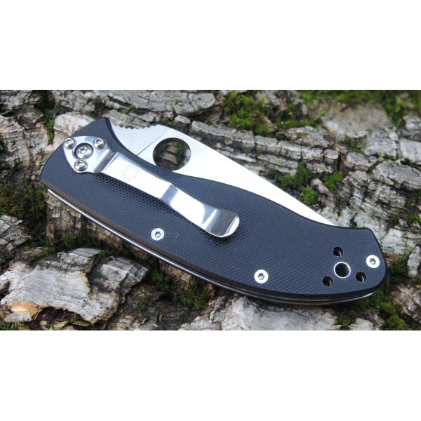Spyderco Tenacious Satin Plain 8Cr13MoV Stahl G10 Schwarz Black 01SP590