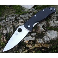 Spyderco Tenacious Satin Plain 8Cr13MoV Stahl G10 Schwarz...
