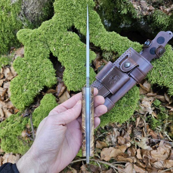 J&V Forester Knives Anubis 1.4116 Stahl Chopo stabilisierter Holzgriff inkl. Lederscheide braun Handmade