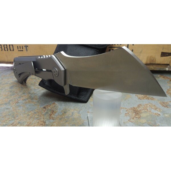 S-Tec Cleaver XL Taschenmesser Messer 440 Stahl SILVER + Tasche 26 cm