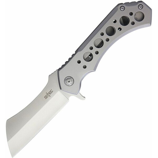 S-Tec Cleaver XL Taschenmesser Messer 440 Stahl SILVER + Tasche 26 cm