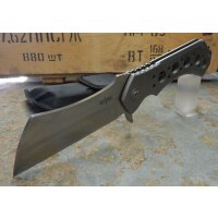 S-Tec Cleaver XL Taschenmesser Messer 440 Stahl SILVER + Tasche 26 cm