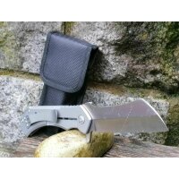 S-Tec Cleaver XL Taschenmesser Messer 440 Stahl SILVER + Tasche 26 cm