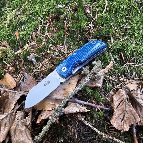 J&V Beluga XS Micarta Turquesa Blau Jeans mini Taschenmesser 14C28N Stahl Linerlock