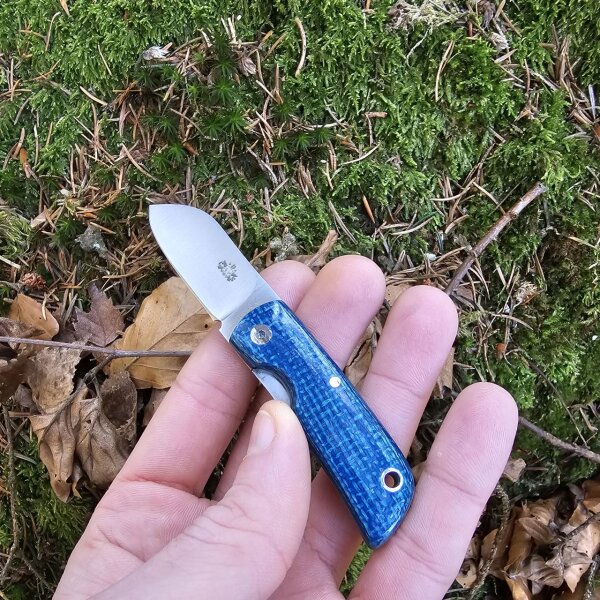 J&V Beluga XS Micarta Turquesa Blau Jeans mini Taschenmesser 14C28N Stahl Linerlock