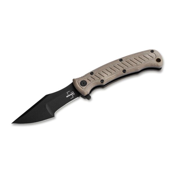 Böker Plus Micro Tracker Folder 154CM Stahl Micarta Braun Beige 01BP0002