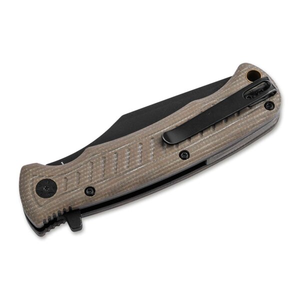 Böker Plus Micro Tracker Folder 154CM Stahl Micarta Braun Beige 01BP0002