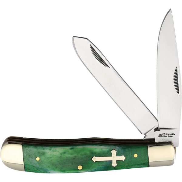 Frost Cutlery Trapper Cross & Holy Church mit Kreuz grün Taschenmesser Knochengriff Knochen Kirche Gott Bone Green