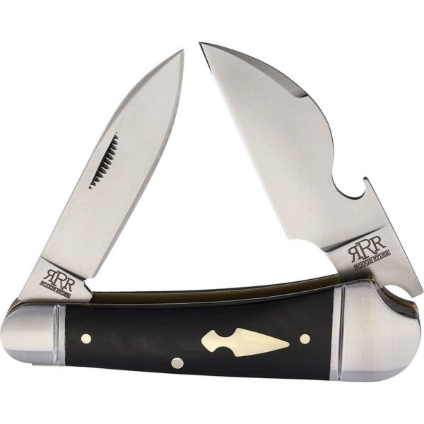Rough Ryder Rider Reserve Bar Back Cap Lifter Taschenmesser Messer black schwarz Canvas Micarta 2 Klingen