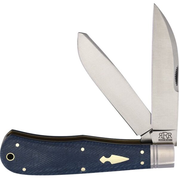 Rough Ryder Reserve Denim Jeans Micarta Heavy Trapper Taschenmesser Messer blau blue RRR011