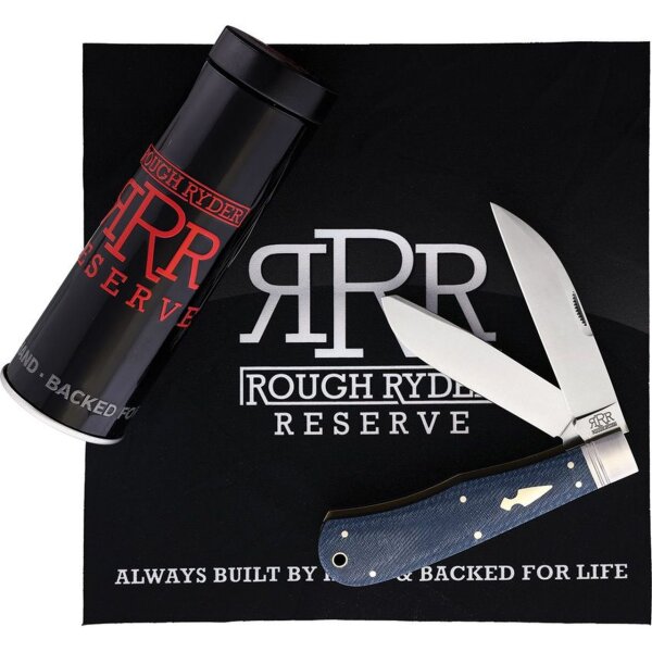 Rough Ryder Reserve Denim Jeans Micarta Heavy Trapper Taschenmesser Messer blau blue RRR011
